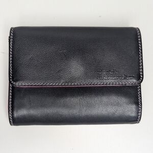 Derek Alexander Leather Wallet Card Holder Tri-fold Black Pink Purple